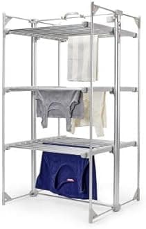 DrySoon Deluxe 3-Tier Electric Heated Clothes Airer – Energy Efficient Electric Airer Clothes Dryer with Foldable Design – Large 21m Drying Space – Lightweight Electric Drying Rack for Indoor Use