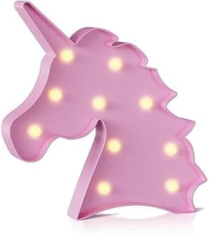 Pink Unicorn Night Light for Kids, Battery Powered, Party and Birthday Decorations for Girls, Room and Wall Decor