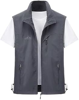 Gihuo Men's Lightweight Softshell Sleeveless Golf Vest with Zipper Pockets for Travel Hiking Fishing Safari Outwear