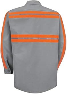 Red Kap Men's Long Sleeve Enhanced Visibility Industrial Work Shirt Work Utility Button Down Shirt (Pack of 1)