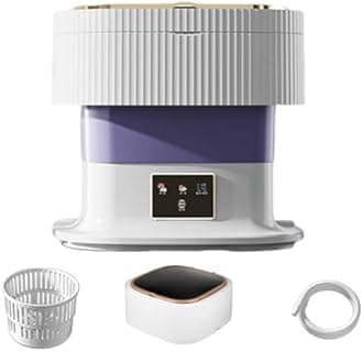 QUEENADA Mini Washing Machine - 11.5 Litre Foldable Washing Machine, UV sterilization, Puitable for Small Apartments, Dorm Rooms, Travel and Baby Laundry (Purple)