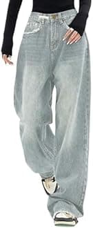 Jeans for Women Wide Leg Baggy Jeans Y2K Casual Loose Boyfriends Trousers Vintage Streetwear