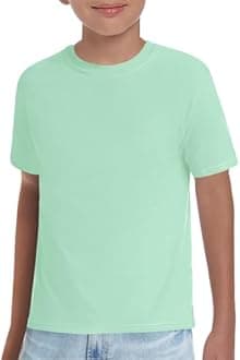 Haloumoning Boys T-Shirts Kids Short Sleeve Crewneck Solid Basic Tees Casual Tops 5-14 Years