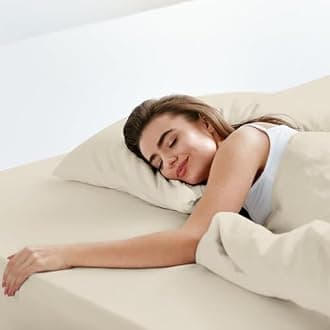 LuxClub Fitted Sheet Double Bedding with 40cm Depth, Extra Deep Soft Microfiber Fabric, Ease Care, Soft & Comfortable, Fade Resistant - Beige, Double