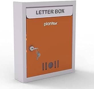 Letter Box/GI Steel Complaint Box/Suggestion Box/Donation Box with Key Lock/Letter Box for Home/Office/Hotel Gate/Post Box (Orange & Ivory) - Wall Mount A4 Size
