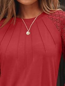 AUTOMET Womens Long Sleeve Shirts Pleated Lace Tops Fall Fashion Outfits Business Casual Blouses