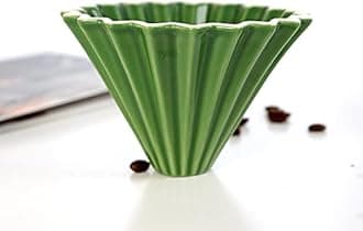 Origami Filter Cup,Ceramic Pour Over Coffee Maker, Non-Electric Pour Over Coffee Dripper, Easy Manual Brew Maker, Single Cups Porcelain for Home, Cafe, Camping, Coffee Gifts (Green)