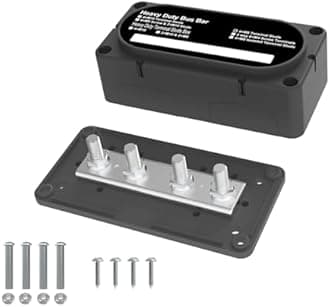 Heavy Duty Bus Bar 300A 12V Power Distribution Block with 5/16" (M8) 4-Posts Terminals Block with Cover for Automotive, Marine, Battery System (Black)