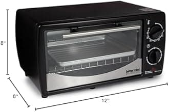 Better Chef Basic Toaster Oven | 4-Slice | 60-Minute Timer | Slide Out Rack | Bake Tray | Broil (Black)