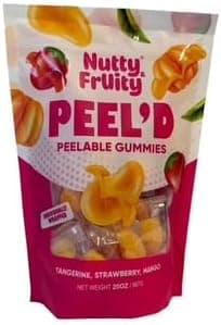 Nutty Fruity Peel'd Tangerine, Strawberry, & Mango Peelable Gummies- Individual Wrapped, 20oz Resealable Bag