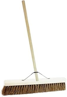Indoor Outdoor Sweeping Brush With Long Handle Soft or Hard Bristle 18", 24" or 36" Home, Office, Garden, Garage & Yard Sweeping Broom (1, 36" Bassine Hard Bristle)