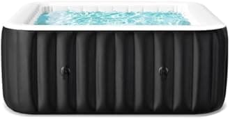 Mosener 73"X73"X25" Hot Tub, 4-6 Person Inflatable Hot Tub, Portable Blow Up Hot Tub Square Portable Outdoor Spa with 130 Bubble Jets and Heater Pump, Filter