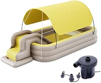Ergocar Inflatable Swimming Pool with Water Slide, Inflatable Slide Water Pool with Awning, Inflatable Mega Bouncy Castle Water Park, Swim Centre Pools for Backyard, Garden, Summer Water Party