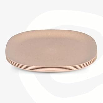 Eha Set of 4 Earth-Friendly Square Dinner Plates |11 inch| Unbreakable Plates Made with Bamboo Fibers & Rice Husk Fiber | Microwave Safe Full Dinner Plates | for Hot Servings |Sand Castle