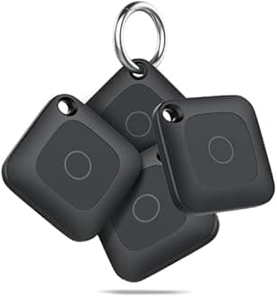 Key Finder Works with Find My App (iOS Only), Bluetooth Tracker Tag for Keys and Pets, Alarm Tracking, Replaceable Battery, 4-Pack, Black