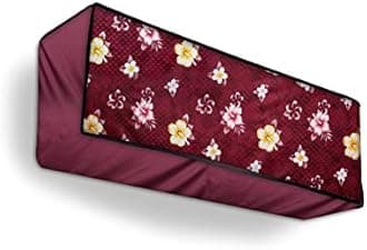 Split Ac Cover Indoor Unit For 2 Ton Capacity Ac, All Weather Polyester Cover / Attractive Digital Prints / Dustproof / Water Resistant Ac Cover (Maroon Flower)