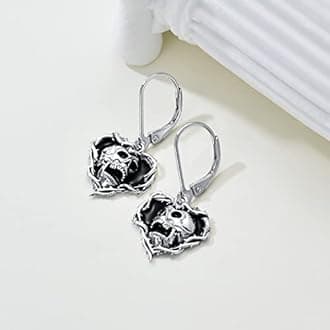 Sword/Witches Heart/Bat Earrings 925 Sterling Silver Gothic Dangle Leverback Earrings Goth Jewelley Gifts for Women Friend