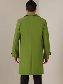 Lars Amadeus Winter Olive Green Overcoat for Men's Double Breasted Long Coat Formal Notched Lapel Trench Coat XX-Large
