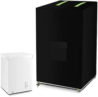 ZUYIYI Mini Chest Freezer Protector, Outdoor Deep Freezer Cover for 3.5 Cubic Feet, 420D Oxford Waterproof Dustproof Sun-Proof Electric Smoker Cover, 23"L x 23"W x 34"H, Black