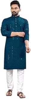 Men's Indian Ethnic Wear Straight Lucknowi Kurta