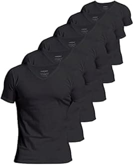 Comfneat Men's 4 or 6-Pack Undershirts 100 Percent Cotton Comfy V-Neck T-Shirts