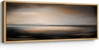 SIGNFORD Large Framed Canvas Print Wall Art Sunset Horizon Abstract Warm Modern Seascape Illustrations Modern Art Calm Warm for Living Room, Bedroom, Office - 60"x20"