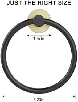 SetSail Towel Holder for Bathroom Wall Screw-in 3 Packs Towel Ring Stainless Steel Heavy Duty Hand Towel Hanger for Bathroom, Black and Gold