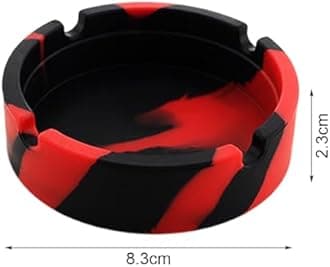 4 Pcs Colorful Silicone Ashtray, Won't Break-Silicone Rubber Nonstick Ashtray Stylish Heat Resistant Ashtray for Home Office Restaurant (Red and Black)