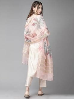 INDO ERA Women's Embroidered Rayon Viscose Straight Kurta with Pant & Dupatta Set