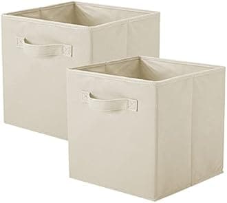 ShellKingdom Storage Bins, Foldable Fabric Storage Cubes And Cloth Storage Organizer Drawer For Closet And Toys Storage,2 Pack (Beige)