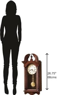 Howard Miller Arbela Wall Clock II 549-504 – Windsor Cherry Finish, Swan Neck Pediment, Vintage Home Decor, Brass-Finished Pendulum, Key-Wound, Single-Chime Movement