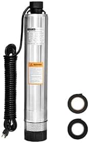 WASSERMANN 4" Septic Pump Submersible Effluent/Cistern Bottom Suction Pump with 33FT Cable,1HP,230V/60HZ,26GPM,138FT Head,Stainless Steel Deep Well Pumps for Septic Tank Home