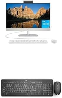 Bundle of HP 23.8 inch All-in-One Desktop PC, FHD Display & HP 230 Wireless Mouse and Keyboard Combo