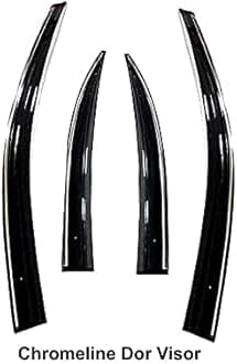 Premium Chromeline & Silverline Unbreakable Car Rear Window Wind Deflectors & Side Door Visor Rain Guard Compatible with (Maruti Suzuki Ciaz (2018 Onwards))