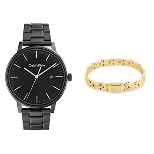 Calvin KleinLinked Bracelet For Him Men's Black Dial, Ionic Plated Black Steel Watch + Calvin Klein Link, Men's Bracelet