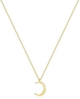 Fettero Moon Necklace, 14k Gold Plated Necklace, Simple Necklace Moon Jewelry Delicate Moon Necklace Gift for Her One Size Gold