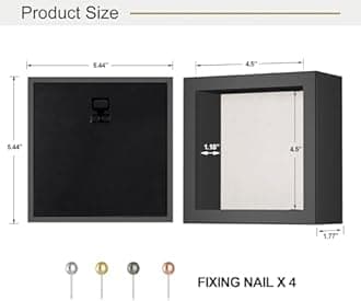 5x5 Small Shadow Box Frame with Linen Back - Sturdy Memory Display Case of Flower, Pictures, Medals and More, Black