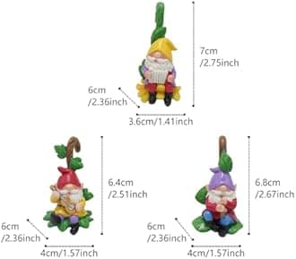 Set of 3 Cute Climbing Gnome Figurines Flower Pot Hugger, Resin Hanging Gnomes Statue Outdoor Decor Fence Ornaments for Patio Lawn Garden Yard (Music Gnome)