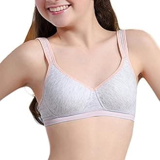 Phennie's Girls Training Bras Teens Sports Bras for Kids 8-10,10-12,12-14,14-16 Years Cotton Wireless Light Padded Bralette