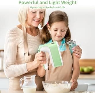 CBQ Hand Mixer Electric, 9 Speed 400W Handheld Mixer with Digital, Touch Button, Turbo, Snop-On Storage Case, 5 Stainless Steel Accessories, Mixer Electric Handheld for Cake, Cookie, Egg (Grass Green)