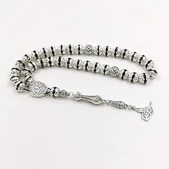 Women Tasbih Metal Silver Color Rosary Bead Inlaid Black Crystal Muslim misbaha (8mm x 99 Beads)