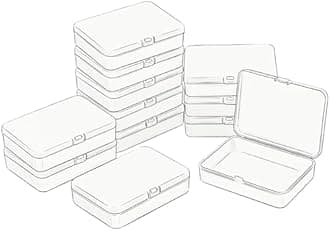 LJY 12 Pieces Rectangular Empty Plastic Storage Containers with Lids for Small Items and Other Craft Projects, 115 x 85 x 28 mm (Frosted White)