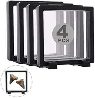 4 Set 5.5 Inch 3D Floating Display Frame Case for Jewelry, YITOU Challenge Coin Display Stands Case Holder for Fossil, Rock, Gemstones, Megladon Tooth, Specimens, Floating Frame Case