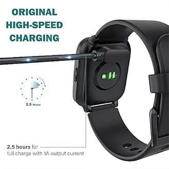 Lamshaw Compatible with Letsfit EW1 Charger, Magnetic USB Charging Cable Replacement Charger Cable Compatible with Letsfit EW1 / ID207 Smartwatch/AOKESI 1.69'' / ID207 / TOZO S2 Smart Watch (Black)