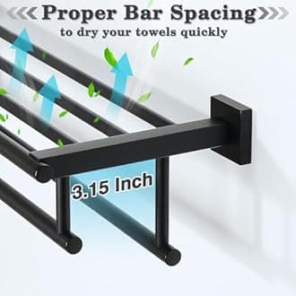 Alise Towel Rack for Bathroom Wall Mount,Double Towel Bars with Shelf,SUS304 Stainless Steel Towel Holder for Bathroom,Matte Black Towel Hanger for Bathroom,32 Inch