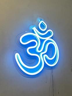 RGY Om Led Neon Light Sign for Wall, Office, Pooja room, Mandir Decoration, Home Decore, Diwali Gift - (8"Inch x 9"Inch - ICE BLUE)