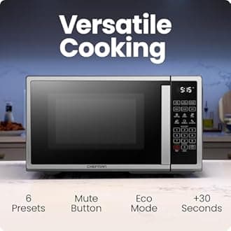 Chefman Countertop Microwave Oven 0.7 Cu. 700 Watt Stainless Steel Digital Microwave with 6 Automatic Menus, 10 Power Levels, Eco Mode, Memory, Mute Function, Lock