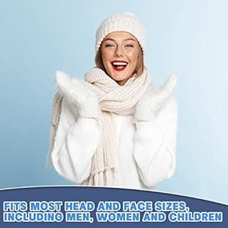 Zhanmai 3 Hole Ski Mask Knitted Full Mask Windproof Balaclava Mask Winter Full Face Cover Cycling Mask Neck Warmer for Men Women, White, One size