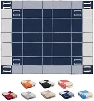 - h Blanket Soft Throw Blanket Faux Fleece Cashmere Plaid Warm Shawl Thick Knitted Plush Cozy Comfy for Women Throw Blanket for Sofa Couch Bed Queen King Size 55x66 in (Navy Blue)