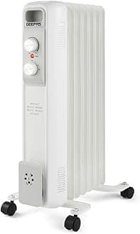 Geepas Oil Filled Radiator Heater, 1500W – Portable Electric Heater – 3 Power Settings(600/900/1500W), Adjustable Temperature & Thermostat, Thermal Safety Cut off – 2 Year Warranty, 7 Fins, White